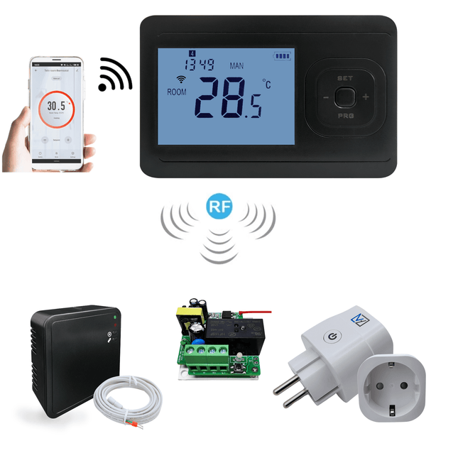 "Echo wifi" Draadloze wifi thermostaat Zwart - programmeerbaar - Verwarminghandel