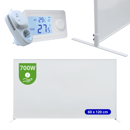 Verona Set C: Verplaatsbaar Infrarood paneel + thermostaat - 700 watt - Verwarminghandel