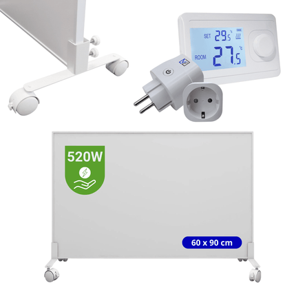 Verona Set B: Verplaatsbaar Infrarood paneel + thermostaat - 520 watt - Verwarminghandel