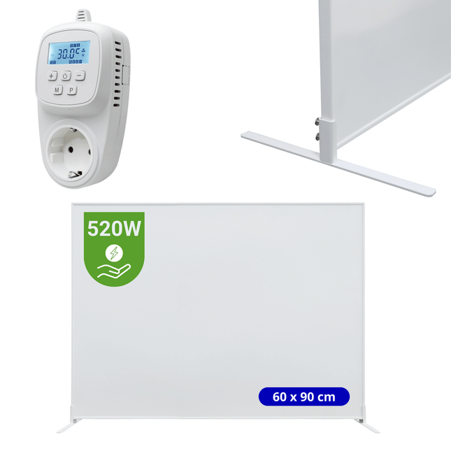 Verona Set B: Verplaatsbaar Infrarood paneel + thermostaat - 520 watt - Verwarminghandel