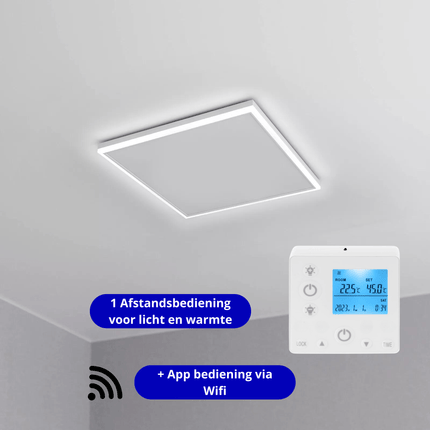 Infrarood paneel met LED verlichting & wifi - 400 Watt - 63 x 65 cm - Verwarminghandel