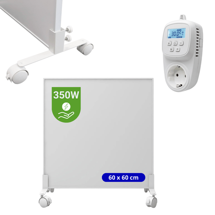 Verona Set A: Verplaatsbaar Infrarood paneel + thermostaat - 350 watt - Verwarminghandel