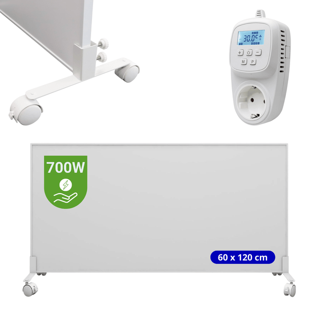 Verona Set C: Verplaatsbaar Infrarood paneel + thermostaat - 700 watt - Verwarminghandel