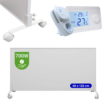 Verona Set C: Verplaatsbaar Infrarood paneel + thermostaat - 700 watt - Verwarminghandel