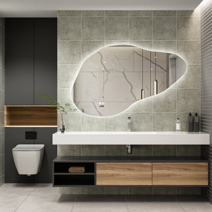 Moderne Badkamer Spiegel "Orroli" - 75 x 120 cm - LED & Anti - condens - Verwarminghandel