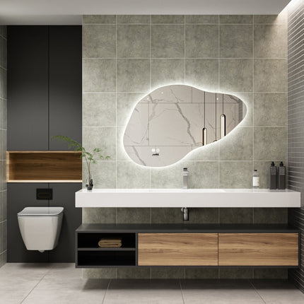Moderne Badkamer Spiegel "Orroli" - 60 x 90 cm - LED & Anti - condens - Verwarminghandel