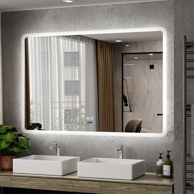 Moderne Badkamer Spiegel "Alghero" - 80 x 120 cm - LED & Anti - condens - Verwarminghandel