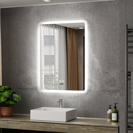 Moderne Badkamer Spiegel "Alghero" - 80 x 60 cm - LED & Anti - condens - Verwarminghandel