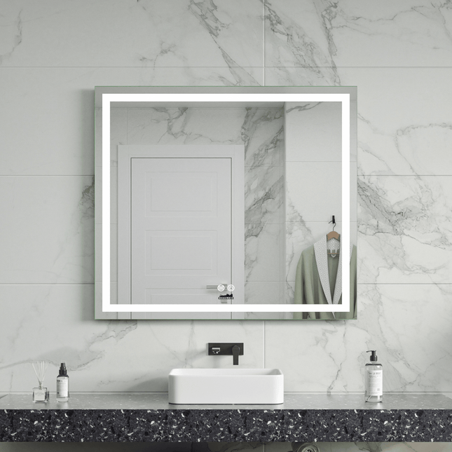 Moderne Badkamer Spiegel "Ottana" - 80 x 90 cm - LED & Anti - condens - Verwarminghandel