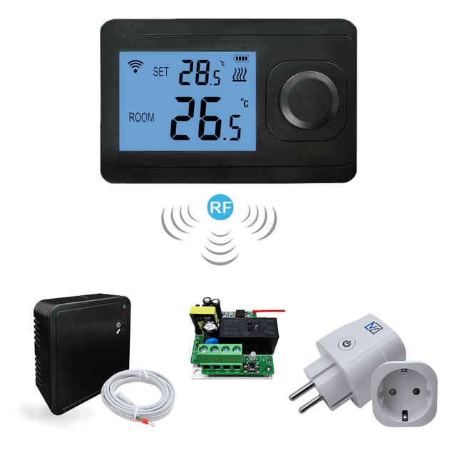 "Otus Wifi" Draadloze RF Wifi thermostaat - Mat Zwart - Verwarminghandel