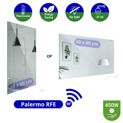 Infrarood Spiegel Palermo RFE - Draadloze thermostaat - 60 x 80 cm - 450 Watt