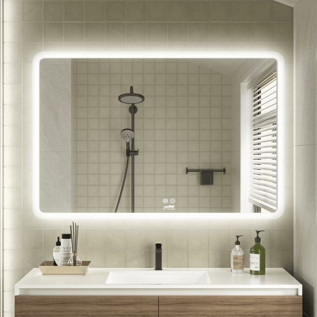 Moderne Badkamer Spiegel "Alghero" - 80 x 120 cm - LED & Anti - condens - Verwarminghandel