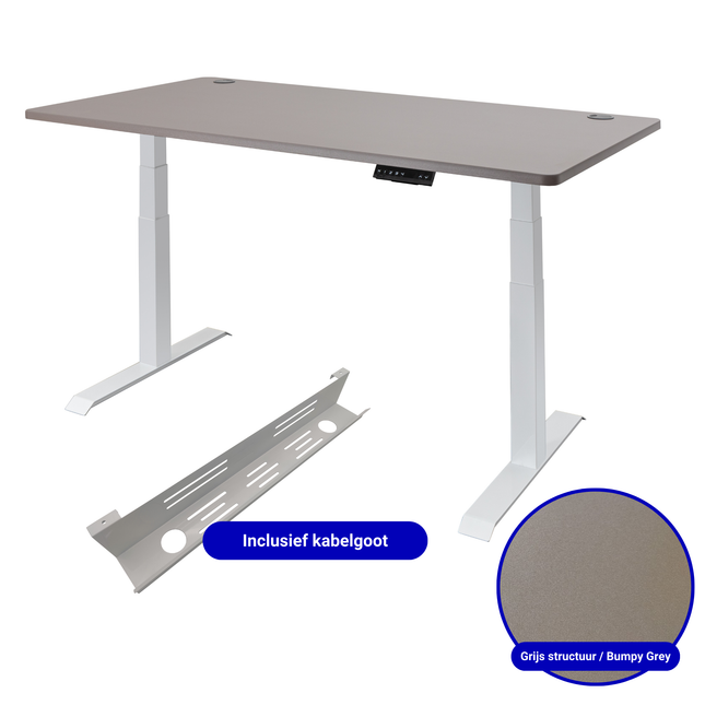 Elektrisch verstelbaar zit-sta bureau (wit) inclusief blad naar keuze (160x80) - Wit frame