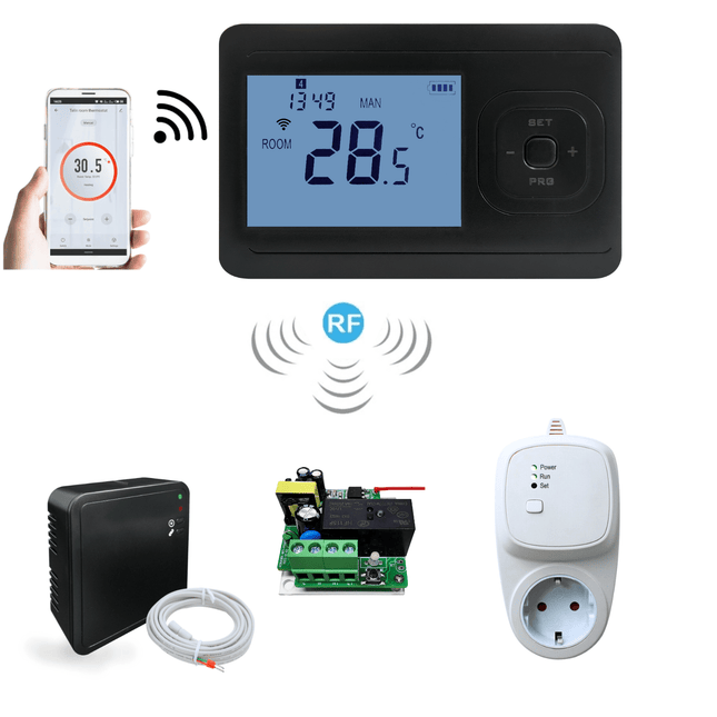 "Echo wifi" Draadloze wifi thermostaat Zwart - programmeerbaar - Verwarminghandel