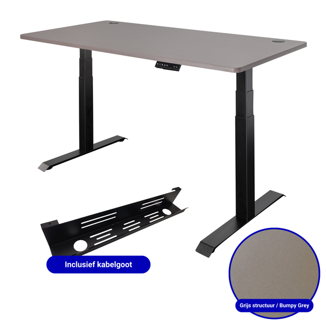 Elektrisch verstelbaar zit-sta bureau inclusief blad naar keuze (160x80) - Zwart frame
