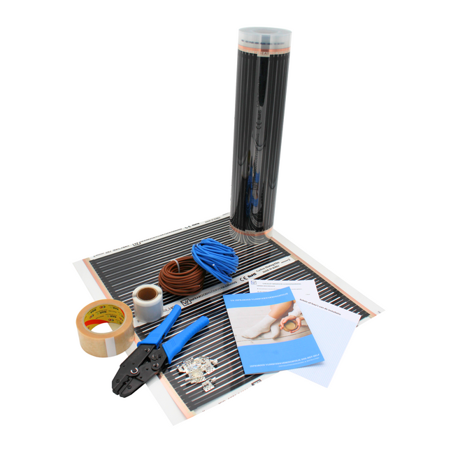 Infrarood Vloerverwarming Compleet - 130 Watt/m² - 100 cm breed - Pakket 10 m²