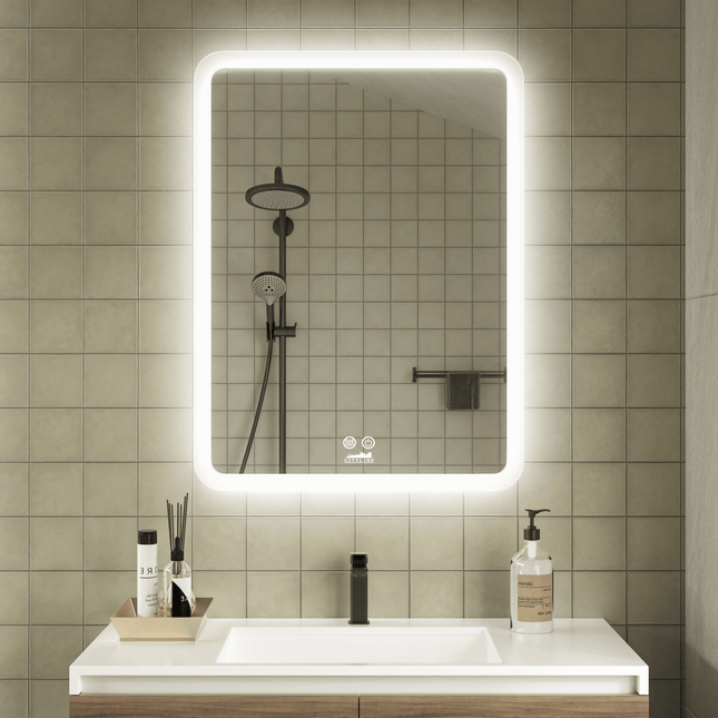Moderne Badkamer Spiegel "Alghero" - 80 x 60 cm - LED & Anti - condens - Verwarminghandel