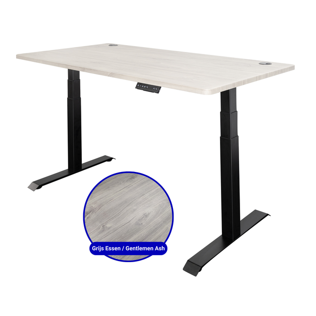 Elektrisch verstelbaar zit-sta bureau inclusief blad naar keuze (160x80) - Zwart frame