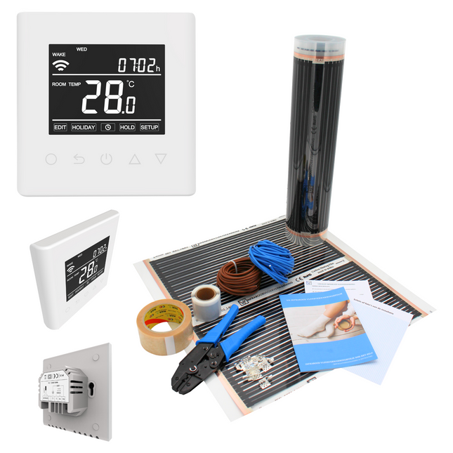 Infrarood Vloerverwarming Compleet - 160 Watt/m² - 100 cm breed - Pakket 10 m²