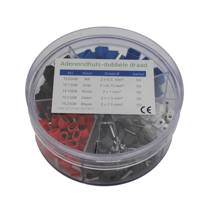 Set adereindhulzen voor dubbele draad  - 0,5 tot 2,5 mm²