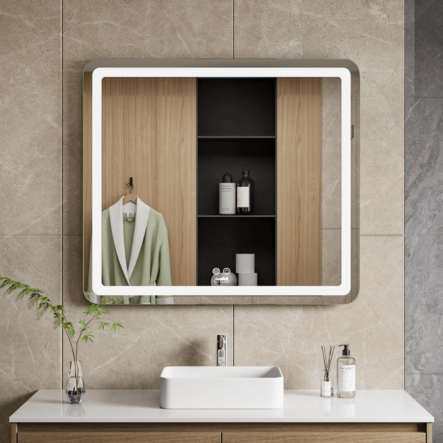 Moderne Badkamer Spiegel "Bosa" - 80 x 90 cm - LED & Anti - condens - Verwarminghandel