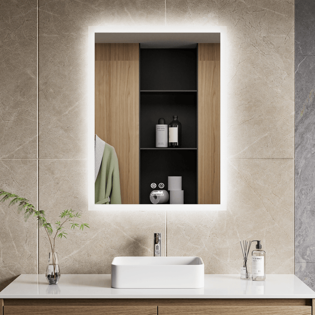 Moderne Badkamer Spiegel "Oristano" - 80 x 60 cm - LED & Anti - condens - Verwarminghandel