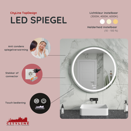 Moderne Badkamer Spiegel  "Villamar" - Rond - 70 cm - LED & Anti-condens