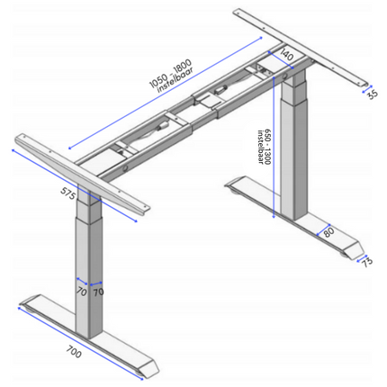 Elektrisch verstelbaar zit-sta bureau frame 200 x 80 cm - Zwart