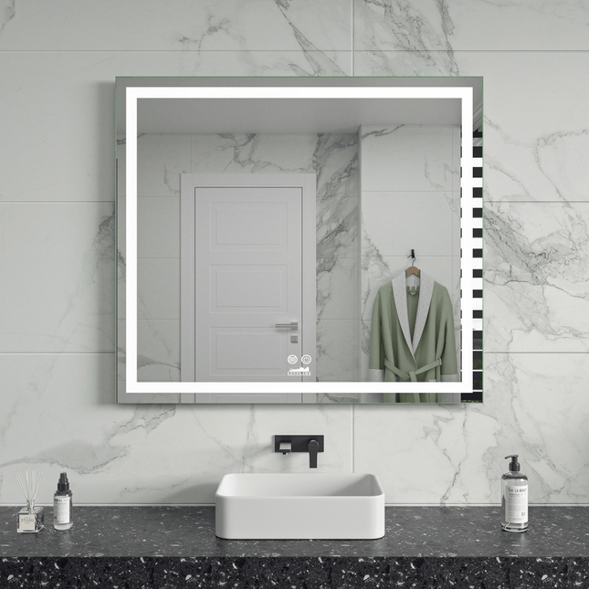 Moderne Badkamer Spiegel "Ottana" - 80 x 90 cm - LED & Anti - condens - Verwarminghandel