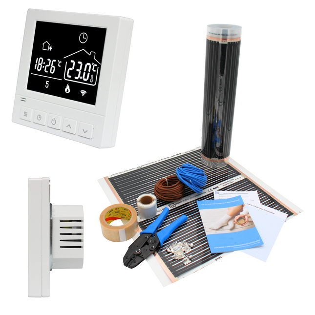 Infrarood Vloerverwarming Compleet - 80 Watt/m² - 100 cm breed - Pakket 10 m²