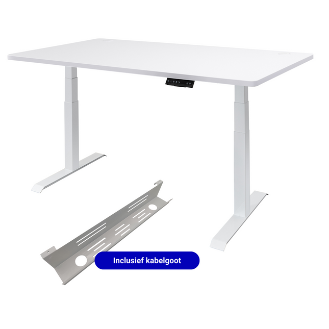 Elektrisch verstelbaar zit-sta bureau (wit) inclusief blad naar keuze (160x80) - Wit frame