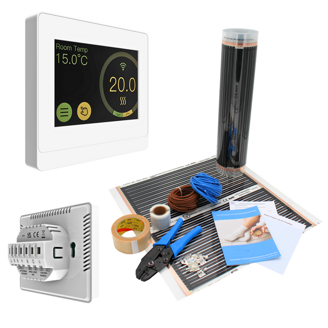 Infrarood Vloerverwarming Compleet - 160 Watt/m² - 100 cm breed - Pakket 10 m²