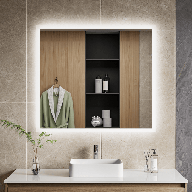 Moderne Badkamer Spiegel "Oristano" - 80 x 90 cm - LED & Anti - condens - Verwarminghandel