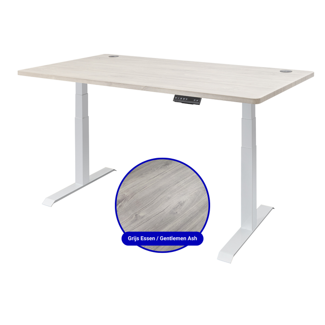 Elektrisch verstelbaar zit-sta bureau (wit) inclusief blad naar keuze (160x80) - Wit frame